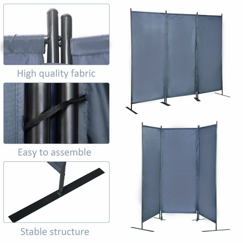 3 Panel Folding Privacy Screen Portable Wall Partition, 6 Ft Divider