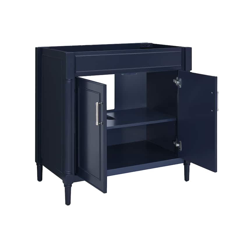 Avanity Bristol 37 in. Bath Vanity in Navy Blue finish and Cala White Engineered Top