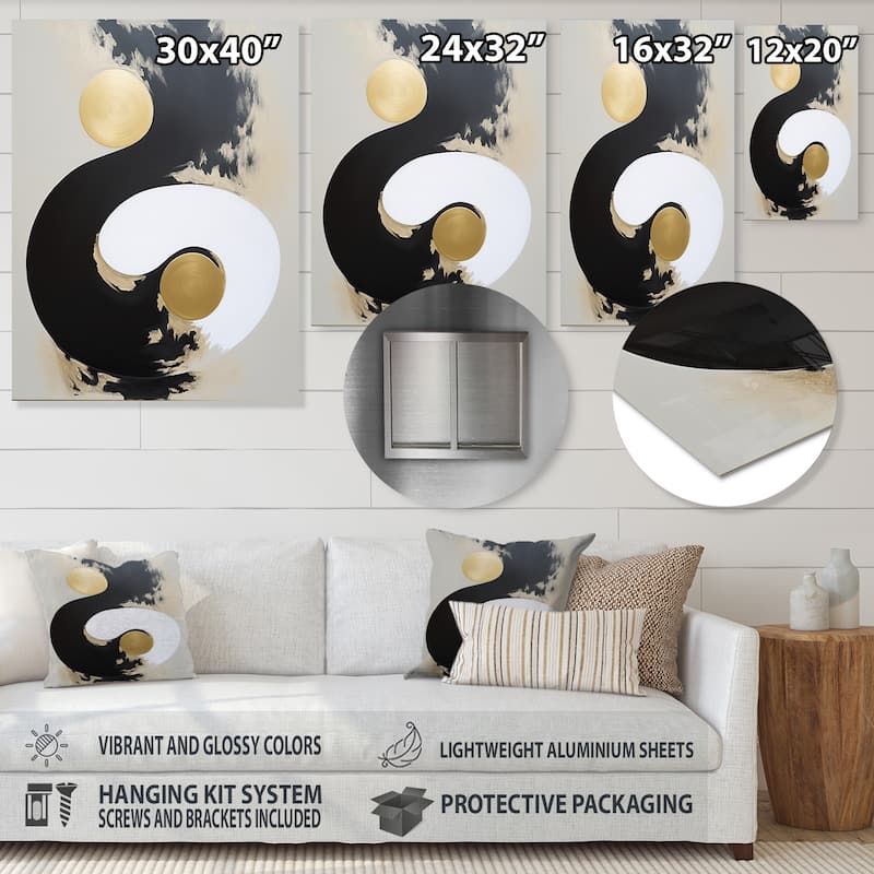Designart "New Gold Balance X" Abstract Painting Metal Wall Art