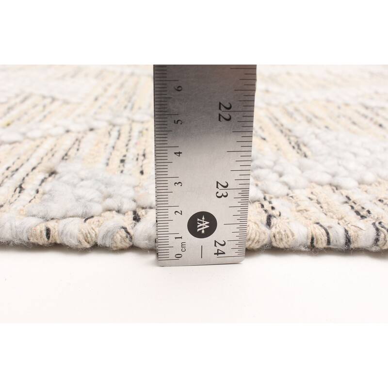 ECARPETGALLERY Braid weave Sienna Beige Wool Rug - 5'2 x 8'0