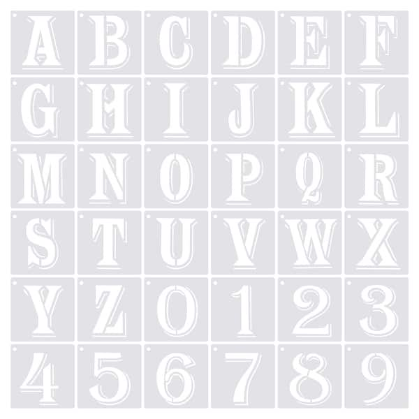 2.4 Inch Letter Number Stencils Alphabet Templates Set with Ring Shadow ...