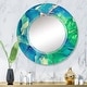 preview thumbnail 9 of 8, Designart 'Blue And Green Abstract Liquid Art I' Printed Modern Wall Mirror 32in.x32in.