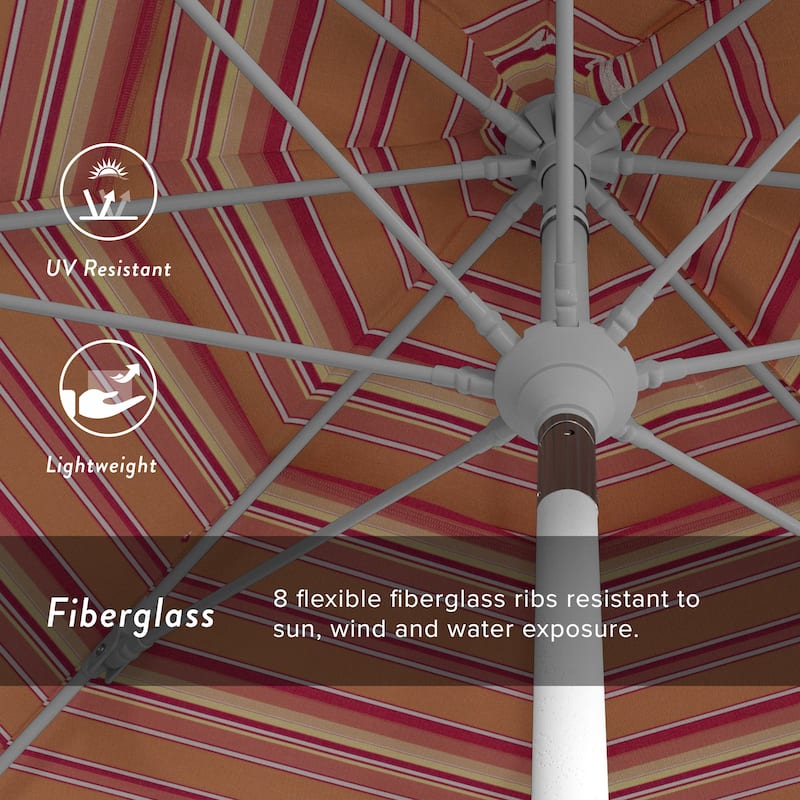 California Umbrella 11' Rd. Alum/Fiberglass Rib Patio Umb,Crank Lift/Collar Tilt, Dbl Wind Vent, White Finish, Sunbrella Fabric