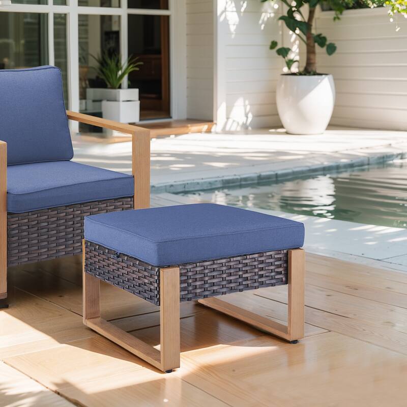 Gymojoy Outdoor Patio Chair with 2 Ottomans