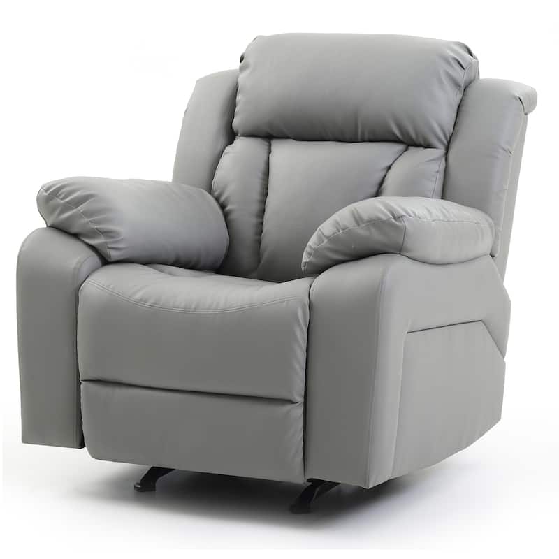 Faux Leather Upholstered Reclining Chair with Padded Arms - 41" - Gray