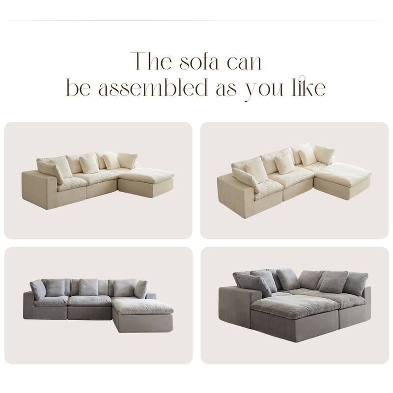 Cloud Modular Sectional Sofa, Oversized Sectional Couches for Living Room, Cushion Deep Seat Sofa Set, Corduroy L Shaped Couch