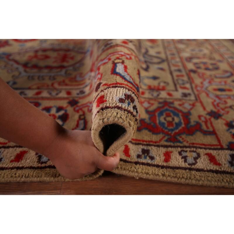 All-Over Brown Oushak Oriental Area Rug Hand-Knotted Wool Carpet - 7'11"x 9'10"