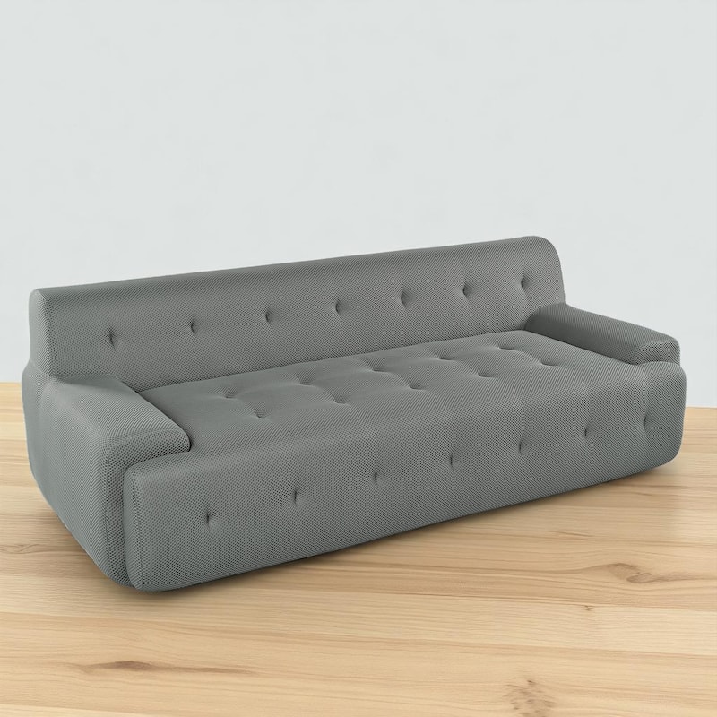 86.2" Upholstered Sofa, Minimalist Tufted Design, 3-Seater, Foam + Pocket Spring
