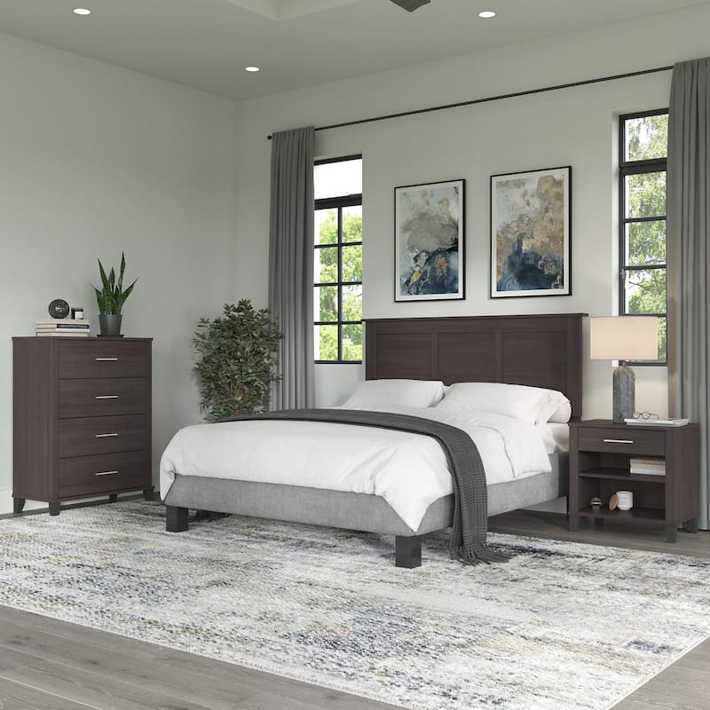 Somerset Full/Queen Size Headboard Bedroom Set by Bush Furniture - Storm Gray
