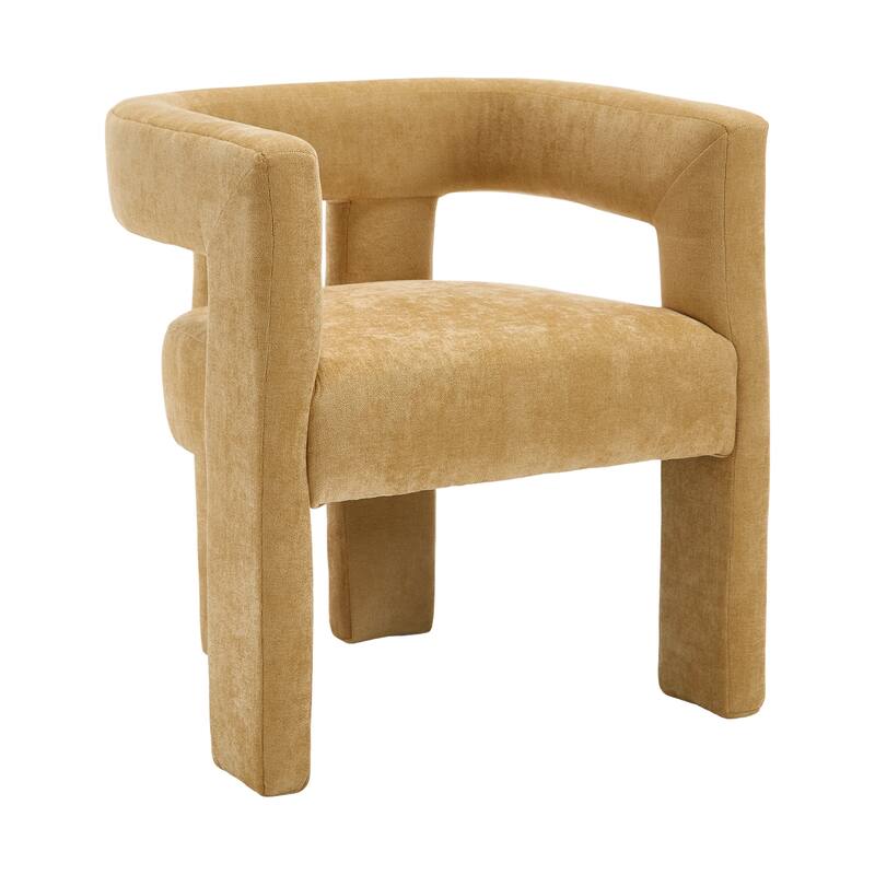 Chenille Barrel Chair Set of 2 with Wood Frame