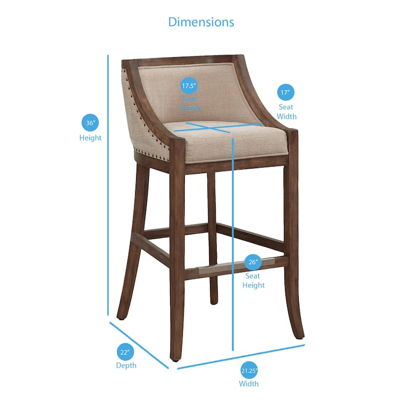 Memphis 26-inch Brown Birch and Fabric Counter Stool