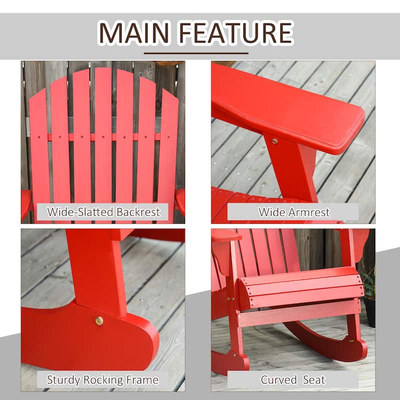 Fir Wood Outdoor Rocking Chair Ergonomic Comfortable Porch Balcony Backyard Chair - 30.25" L x 37" W x 38.25" H