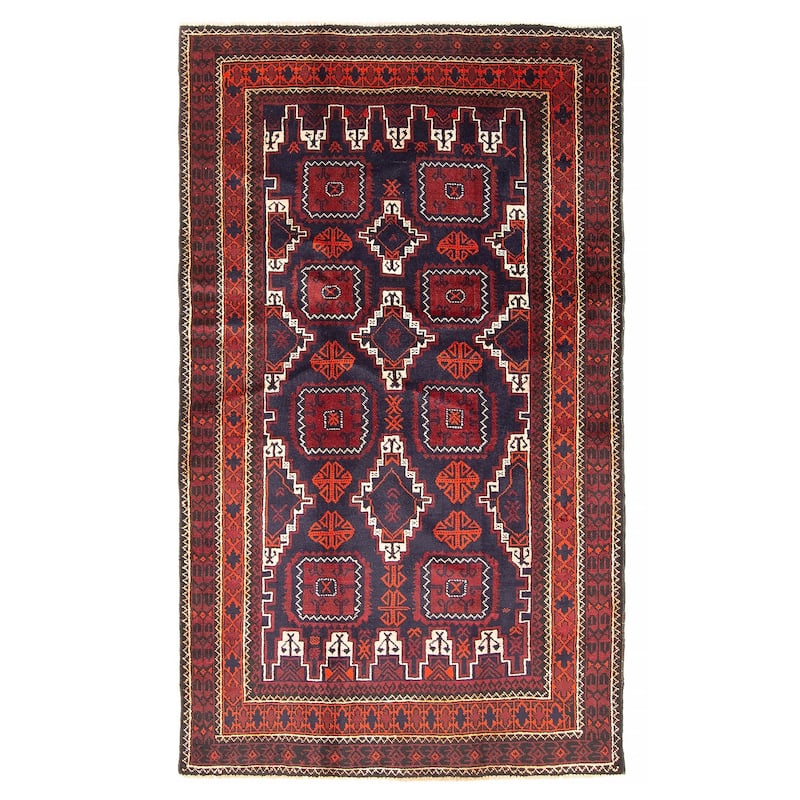ECARPETGALLERY Hand-knotted Teimani Navy Wool Rug - 3'8 x 6'3 - Dark Navy - 3'8 x 6'3