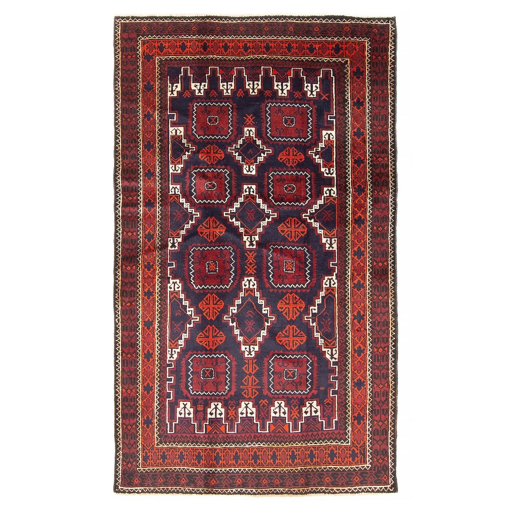 ECARPETGALLERY Hand-knotted Teimani Navy Wool Rug - 3'8 x 6'3