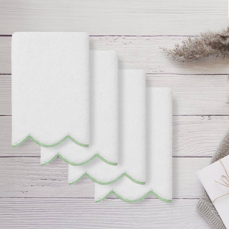 Authentic Hotel and Spa 100% Turkish Cotton ADORNIA Scallop Fingertip Towel Set