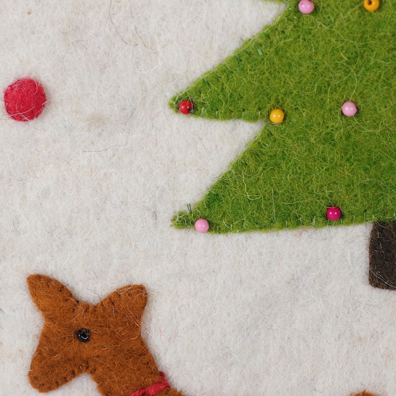 Novica Handmade Cute Reindeer Applique Wool Felt Beaded Christmas Stocking