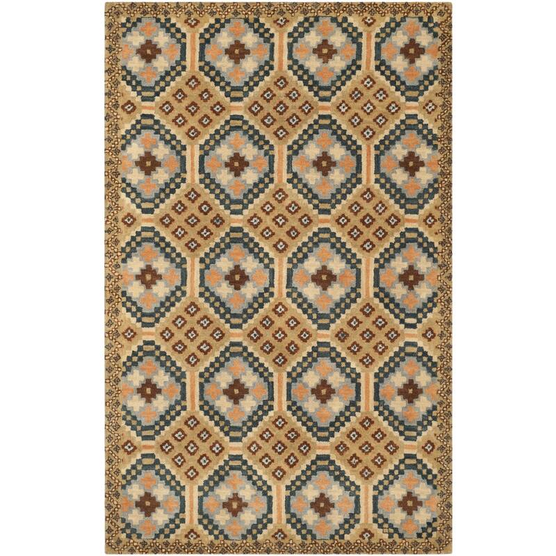 SAFAVIEH Handmade Annabella Modern Wool Rug - 5' x 8' - Camel/Multi