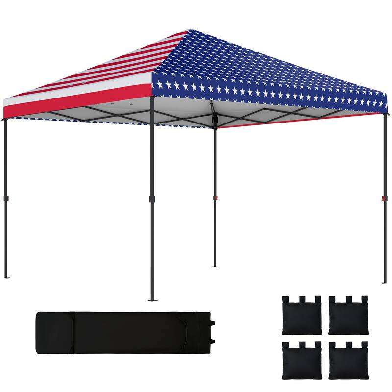 Outsunny 10 x 10 ft Pop Up Canopy Tent with One Push Setup, Easy Setup Outdoor Portable Instant Canopy Shelter