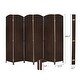preview thumbnail 3 of 8, Oriental Furniture 6-Panel Room Divider, Folding Privacy Screens w/ Diamond Double-Weave, Vintage Brown - 6 Panels