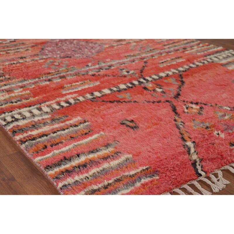 Tribal / Geometric Moroccan Area Rug Hand-Knotted Wool Carpet - 5'6" x 8'6"