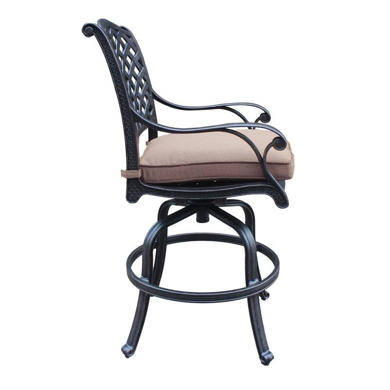 Cast Aluminum Counter Stool With Cushion, Set of 2