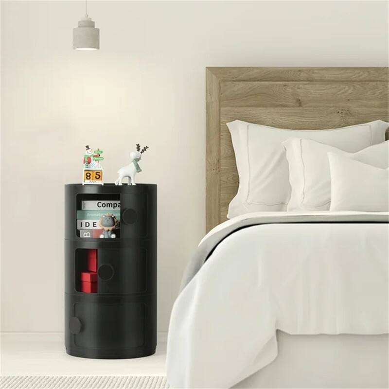 Sliding Barrel Modern Bedroom Nightstand
