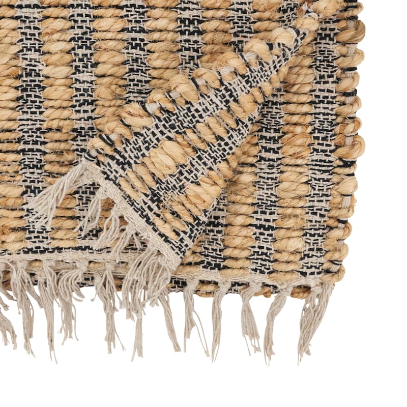Textured Bold Stripe Fringe Table Runner - 16"x72"
