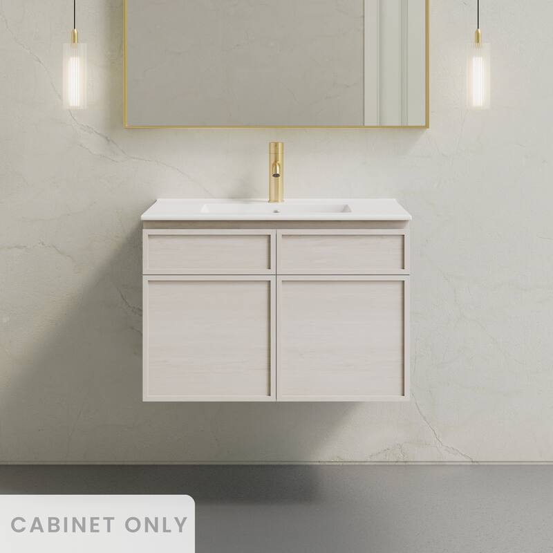 St. Tropez 30" Wall-Mounted Bathroom Vanity Cabinet Without Top In White Oak - 30