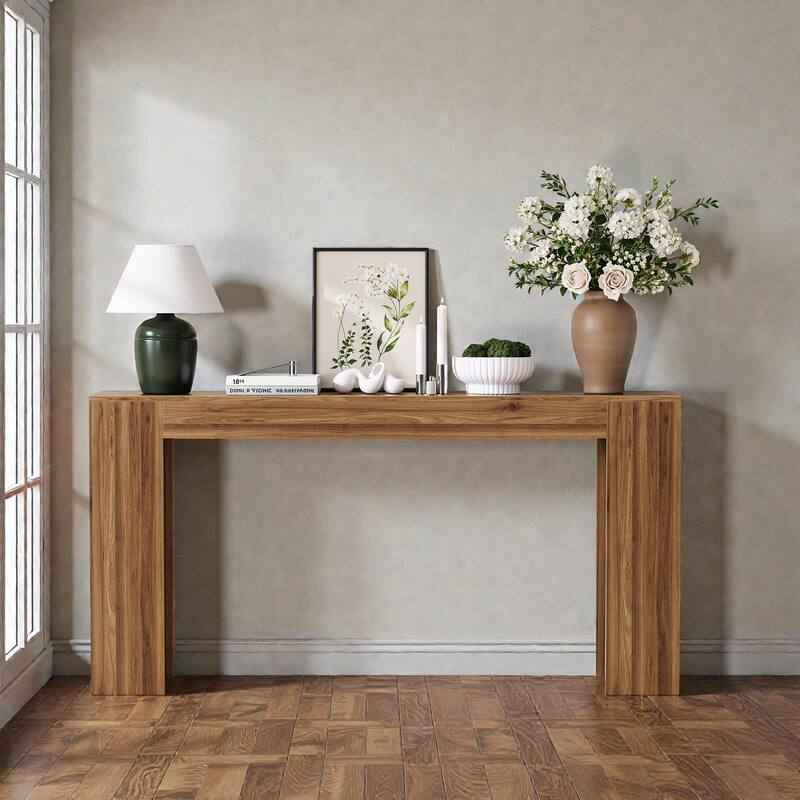 63 Inch Extra-Long Farmhouse Entryway Console Table, Narrow Sofa Table Behind Couch for Hallway, Living Room & Foyer