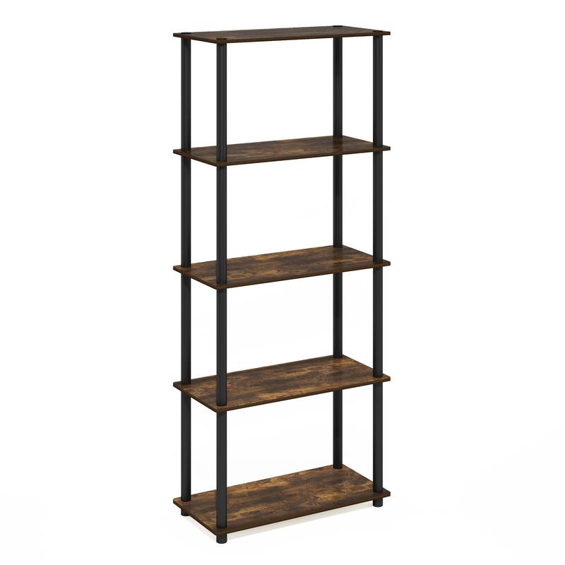 Furinno Turn-N-Tube 5-tier Multipurpose Display Rack Shelf - Amber Pine/Black