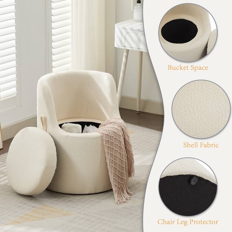 Boucle Make-Up/Vanity Stool, Hiden Storage Space, Stylish Appearance