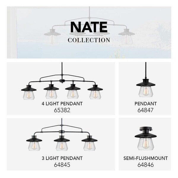 Globe Electric 65382 4-Light Pendant with Clear Glass Shade - Oil Rubbed bronze