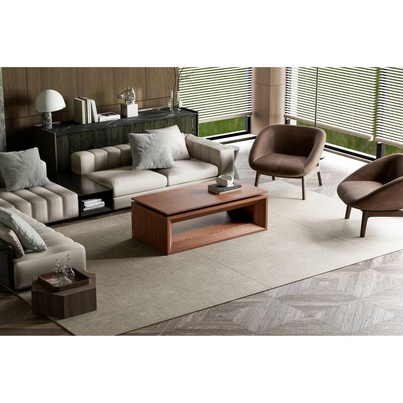 43.3" Lift Top Rectangle Coffee Table with Storage, Coffee Table with Floating Tabletop, Convertible Rising Tabletop