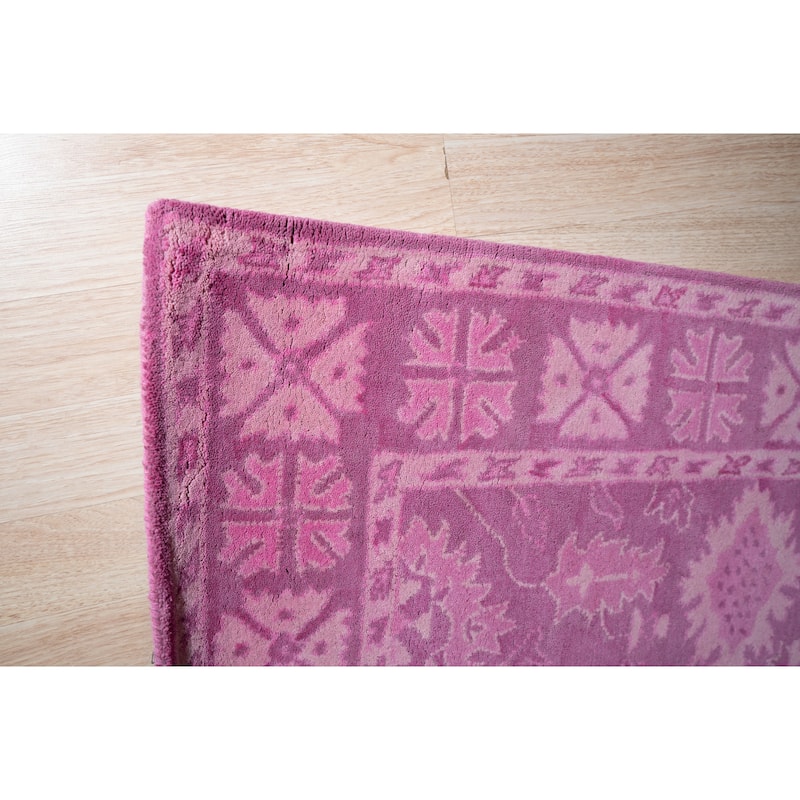 Hand-tufted Wool Pink Traditional Oriental Overdyed Rug
