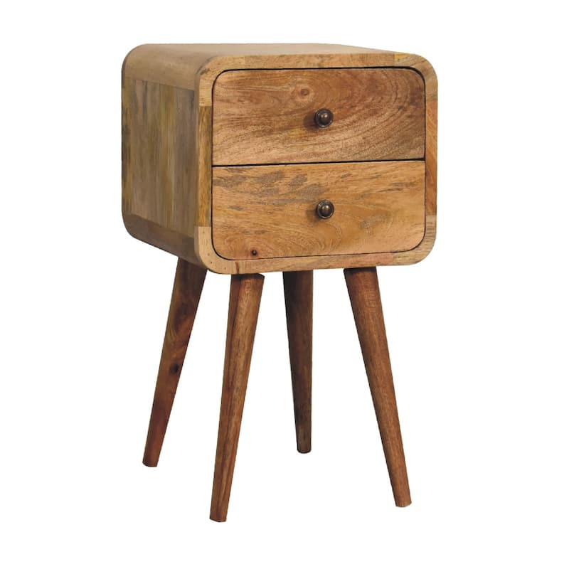 Artisan Furniture Solid Wood Mini Oak-ish Curved Nightstand