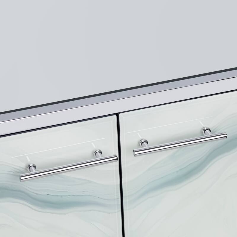 72 in. White Mirror 4 Door Media Credenza_Sideboard