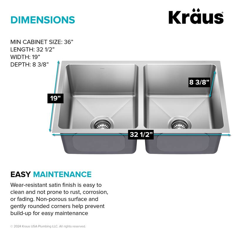 KRAUS Fairlane Undermount 18 Gauge Stainless Steel Kitchen Sink
