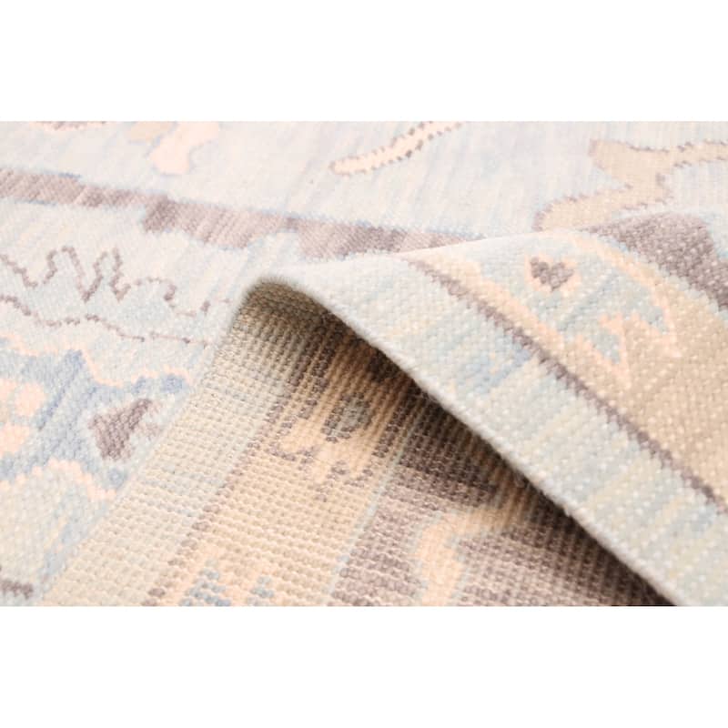 ECARPETGALLERY Hand-knotted Modern Oushak Light Blue Wool Rug - 8'0 x 9'11