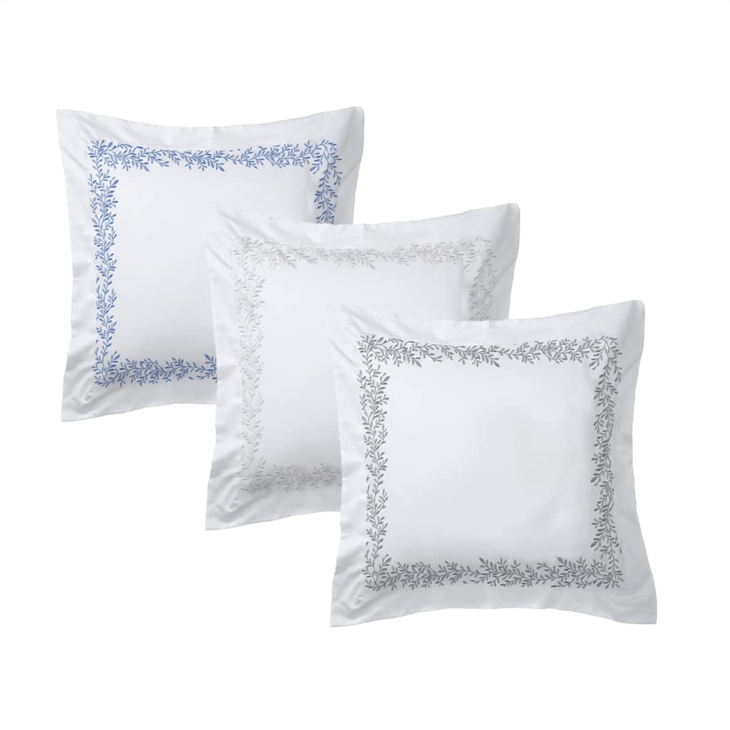 Home Sweet Home Collection 600TC Cotton Floral Embroidery Euro Cover Set - 3 Color