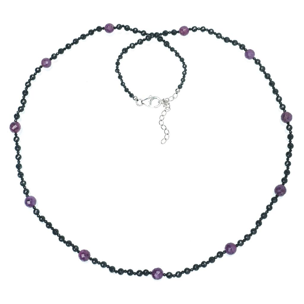 925 Sterling Silver Ruby and Black Spinel Necklace