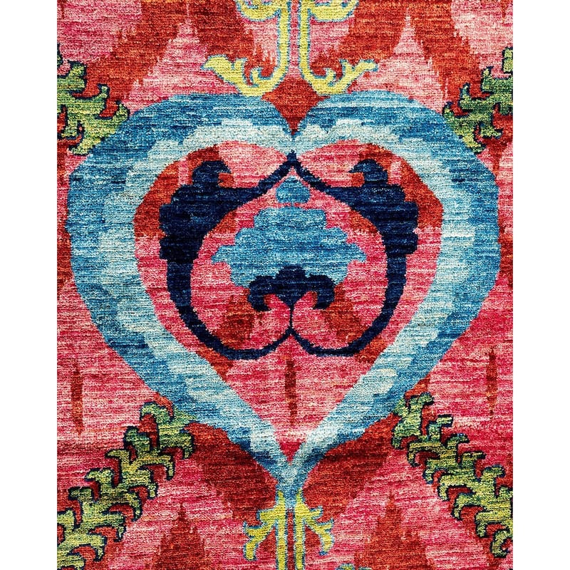 Overton Handknotted Wool Vintage Inspired Contemporary Suzani Pink Area Rug - 17' 10" x 9' 0"