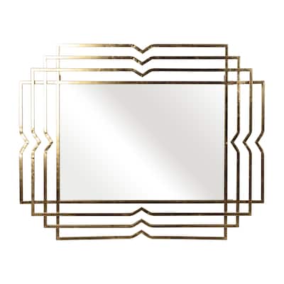 Sagebrook Home Modern Glam 39" Mounted Metal Wall Mirror Contemporary Gold Decorative Hanging Mirror - 32" x 1" x 40"