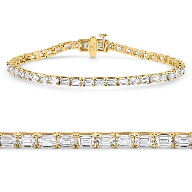 Bliss Diamond 7Ct Emerald Cut Diamond Tennis Bracelet 7" Yellow Gold