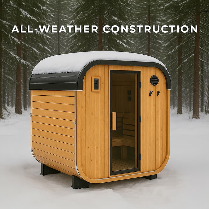 Backyard Discovery Lennon 2-4 Person Outdoor Cube Sauna, 9kW Heater