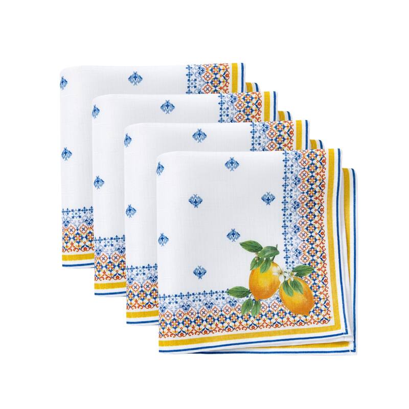Capri Lemon Double Border Napkin Set of 4