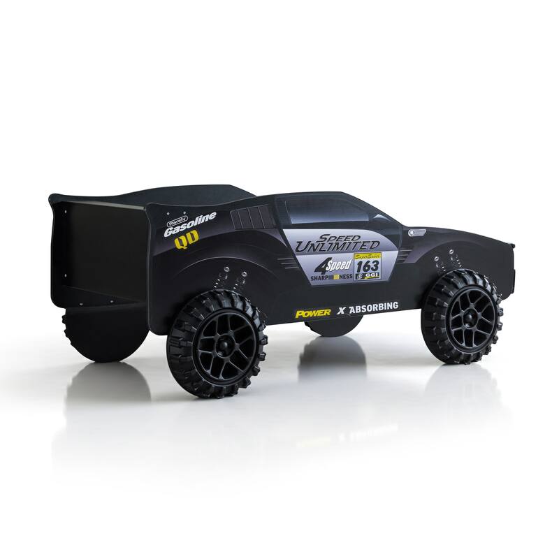 Toto Modern Black Twin Off-road Car Kid Bed with Wheels by Furniture of America