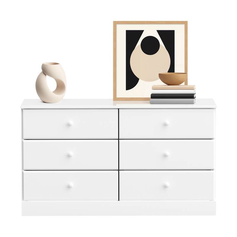 Prepac Astrid 6 Drawer Double Dresser for Bedroom, Wide Chest of Drawers, Bedroom Furniture, Traditional Furniture. - White. - 6-drawer