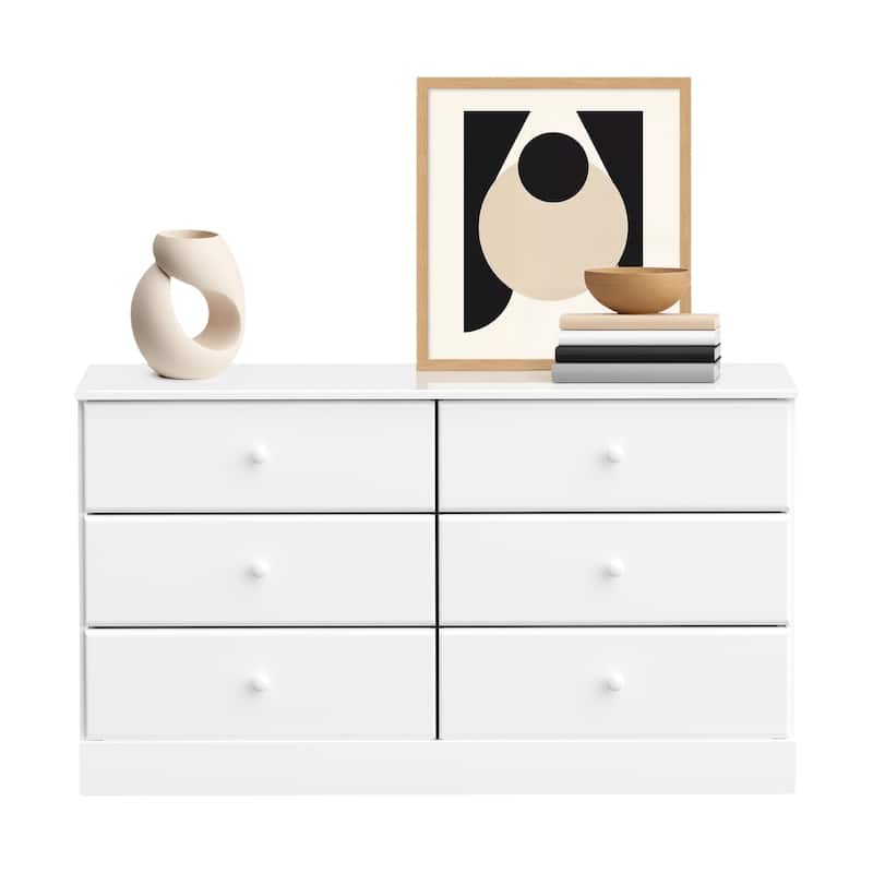 Prepac Astrid 6 Drawer Double Dresser for Bedroom, Wide Chest of Drawers, Bedroom Furniture, Traditional Furniture - White - 6-drawer