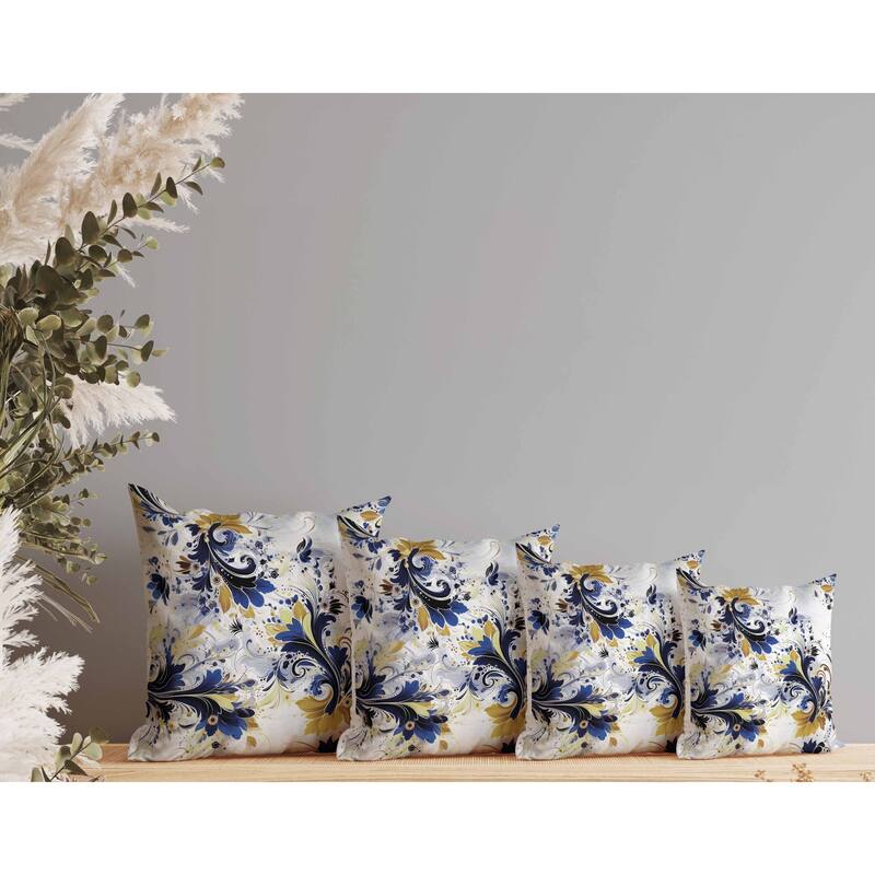 Motif Whirlwinds Indoor/Outdoor Reversible Throw Pillow White and Blue