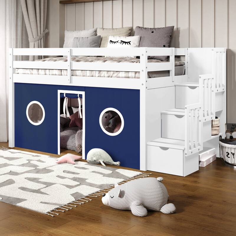 Taylor & Olive Trillium Low Loft Twin Bed with 3 Step-Stairway